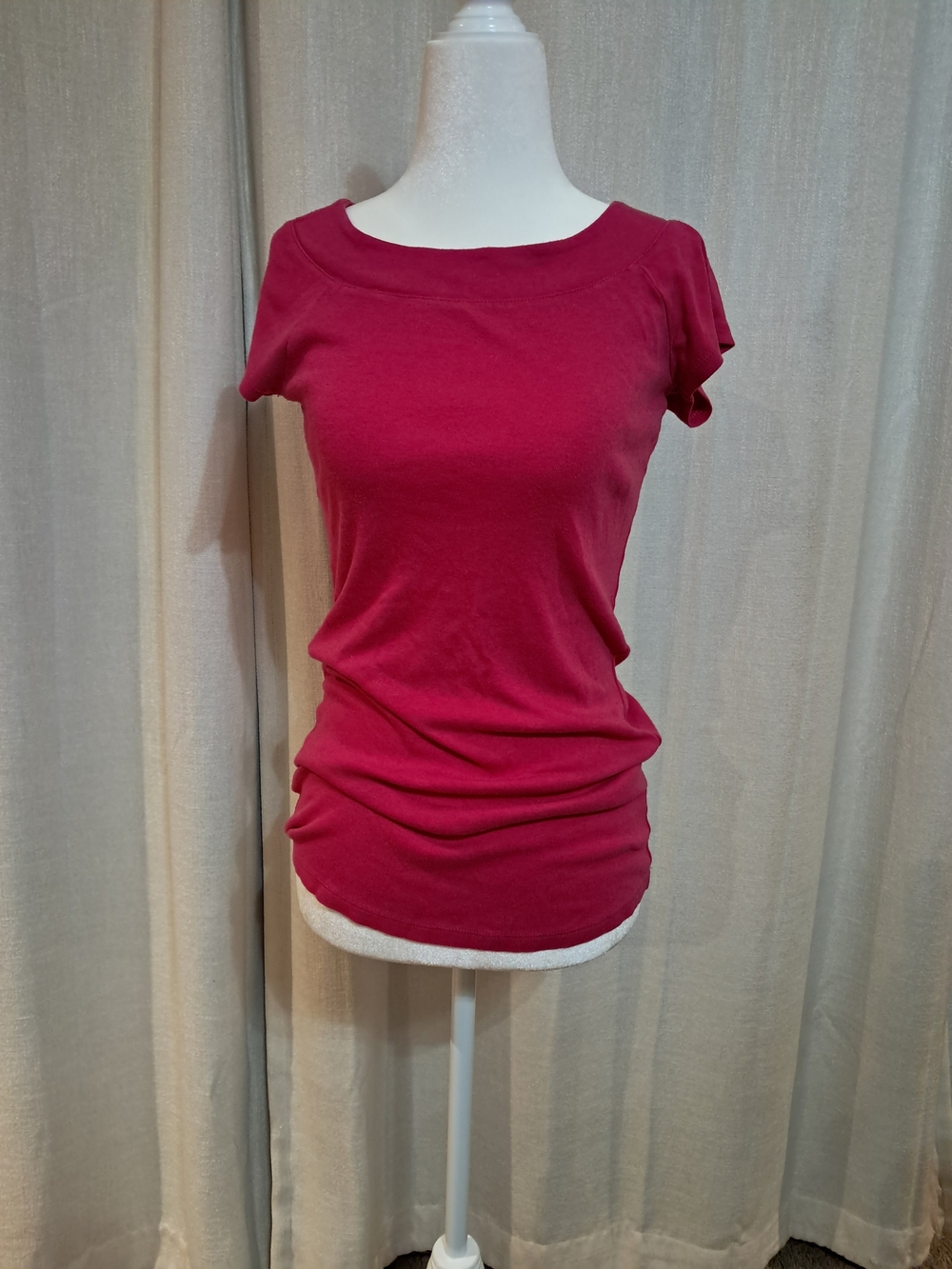 Express Short Sleeve Scoop Neck Top - Pink Small
